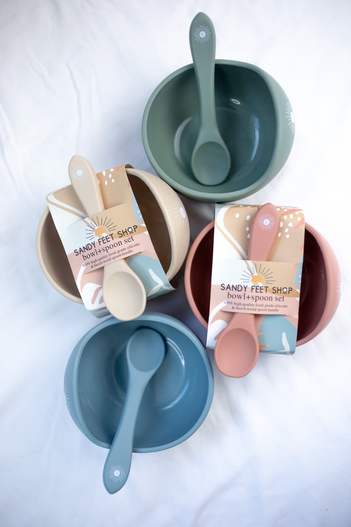 Silicone Bowl and Spoon Set in Sage